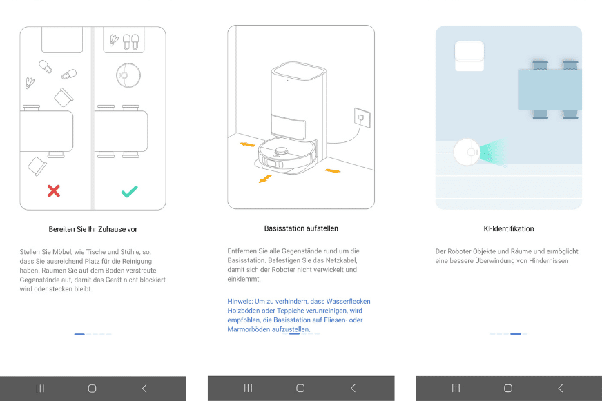 Einige Tipps für die Kartenerstellung werden in der Dreame Home App dargestellt.